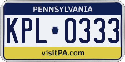 PA license plate KPL0333
