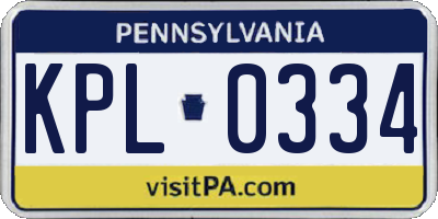 PA license plate KPL0334