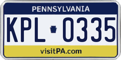 PA license plate KPL0335