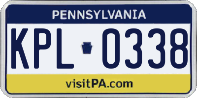 PA license plate KPL0338