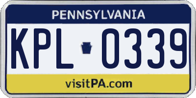 PA license plate KPL0339