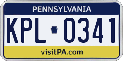 PA license plate KPL0341