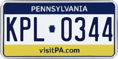 PA license plate KPL0344