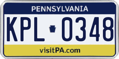 PA license plate KPL0348