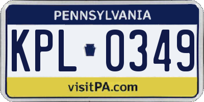 PA license plate KPL0349