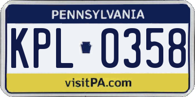 PA license plate KPL0358