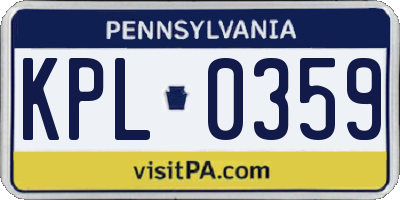 PA license plate KPL0359