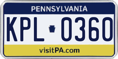 PA license plate KPL0360