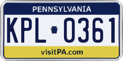 PA license plate KPL0361
