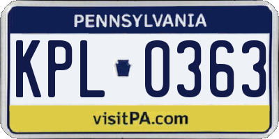PA license plate KPL0363