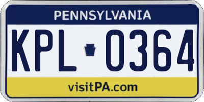 PA license plate KPL0364