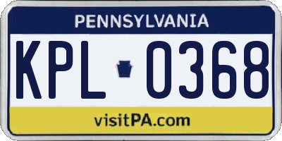 PA license plate KPL0368