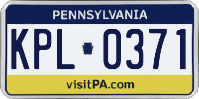 PA license plate KPL0371