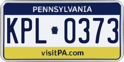 PA license plate KPL0373