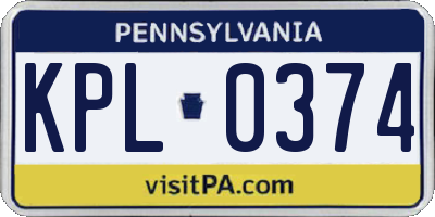 PA license plate KPL0374
