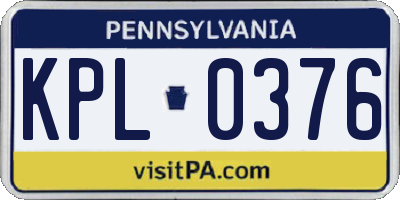 PA license plate KPL0376