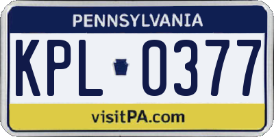 PA license plate KPL0377