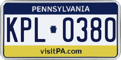PA license plate KPL0380