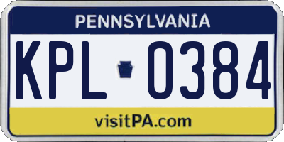 PA license plate KPL0384