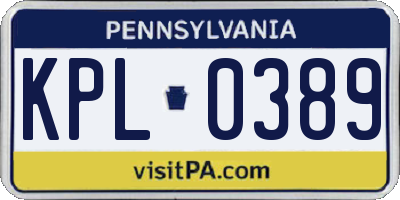PA license plate KPL0389