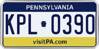 PA license plate KPL0390