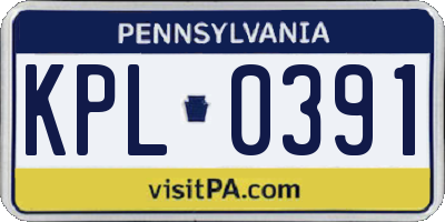 PA license plate KPL0391