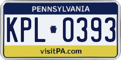 PA license plate KPL0393