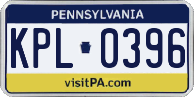 PA license plate KPL0396