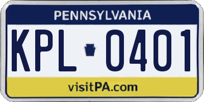 PA license plate KPL0401