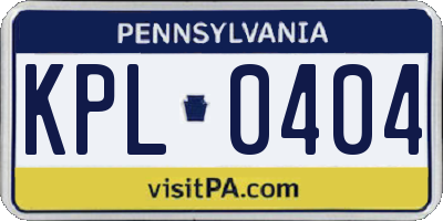 PA license plate KPL0404