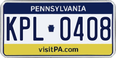 PA license plate KPL0408