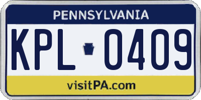 PA license plate KPL0409