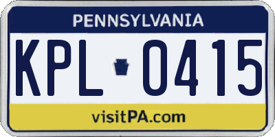 PA license plate KPL0415