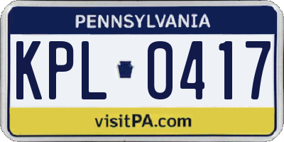 PA license plate KPL0417