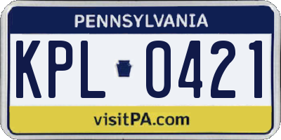 PA license plate KPL0421