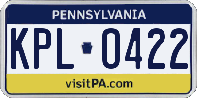PA license plate KPL0422
