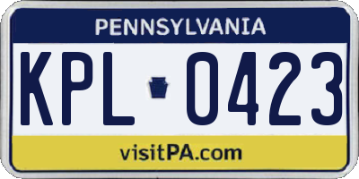 PA license plate KPL0423