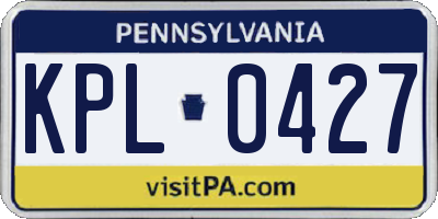 PA license plate KPL0427