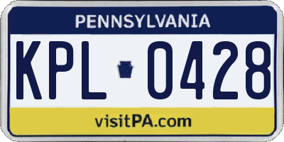 PA license plate KPL0428