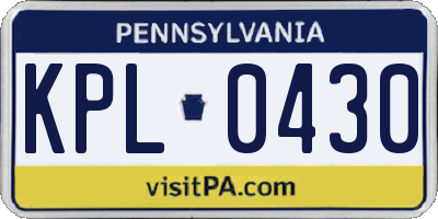 PA license plate KPL0430