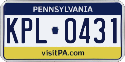 PA license plate KPL0431