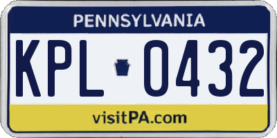 PA license plate KPL0432