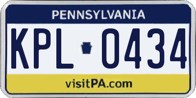 PA license plate KPL0434