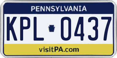 PA license plate KPL0437
