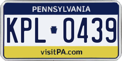PA license plate KPL0439