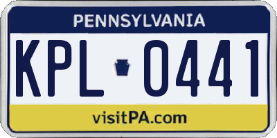 PA license plate KPL0441