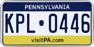 PA license plate KPL0446