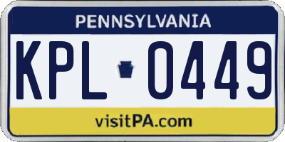 PA license plate KPL0449