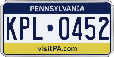 PA license plate KPL0452