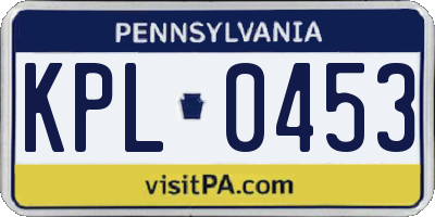 PA license plate KPL0453
